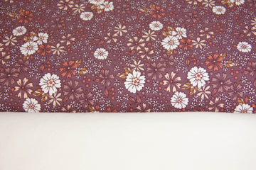 Stoffpaket Jersey + Bündchen mit Blumen, malve, weiß